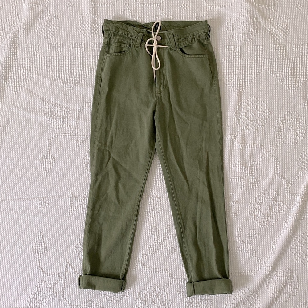 Paperbag Boyfriend Pants with Tie Waist